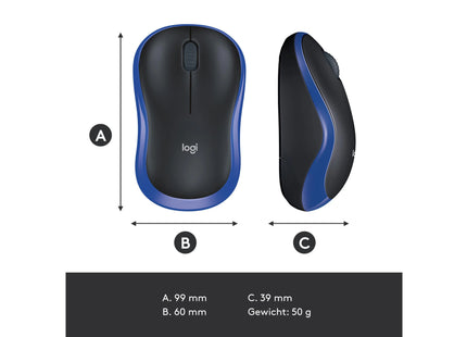 Logitech Mouse M185 Wireless, Blue-Black