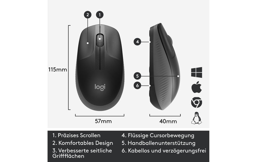 Logitech Maus M190 Anthrazit/Schwarz, kabellos - Foto 5