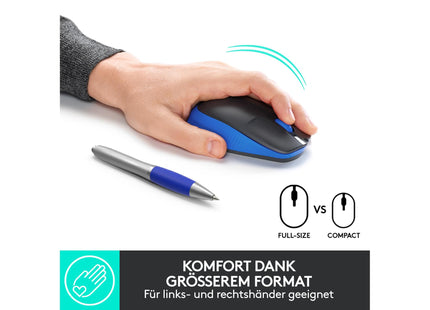 Logitech Mouse M190 Blue/Black, wireless