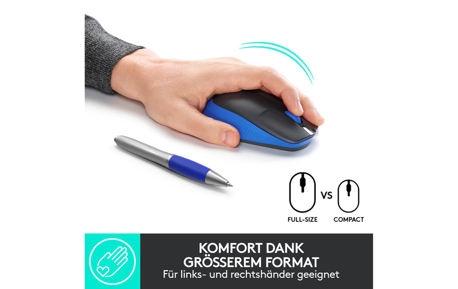 Logitech Mouse M190 Blue/Black, wireless