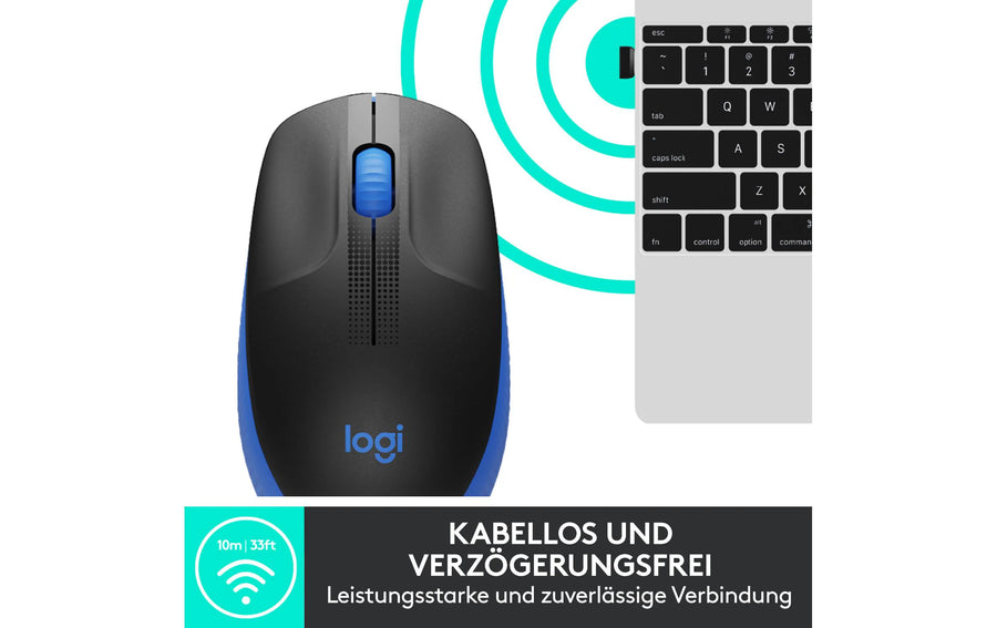 Logitech Mouse M190 Blue/Black, wireless