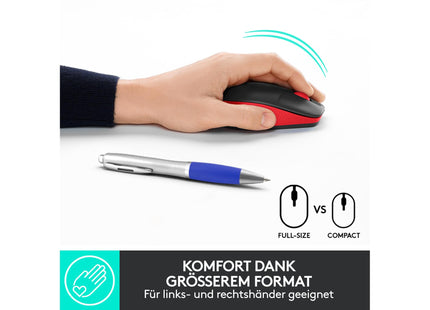 Logitech Mouse M190 Red/Black, wireless