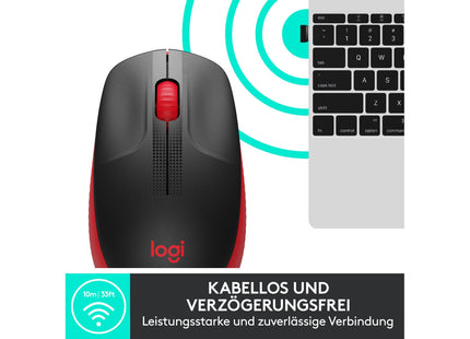 Logitech Mouse M190 Red/Black, wireless