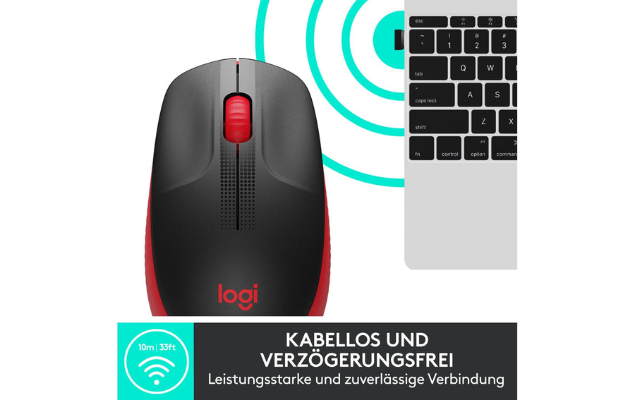 Logitech Maus M190 Rot/Schwarz, kabellos