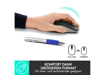Logitech Mouse M190 Grey/Black, wireless