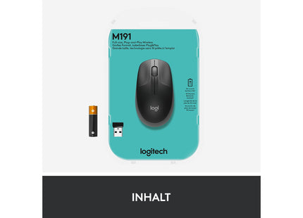 Logitech Mouse M190 Grey/Black, wireless