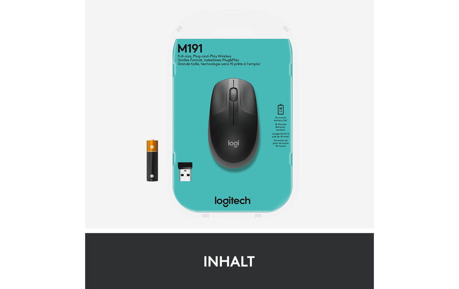 Logitech Mouse M190 Grey/Black, wireless
