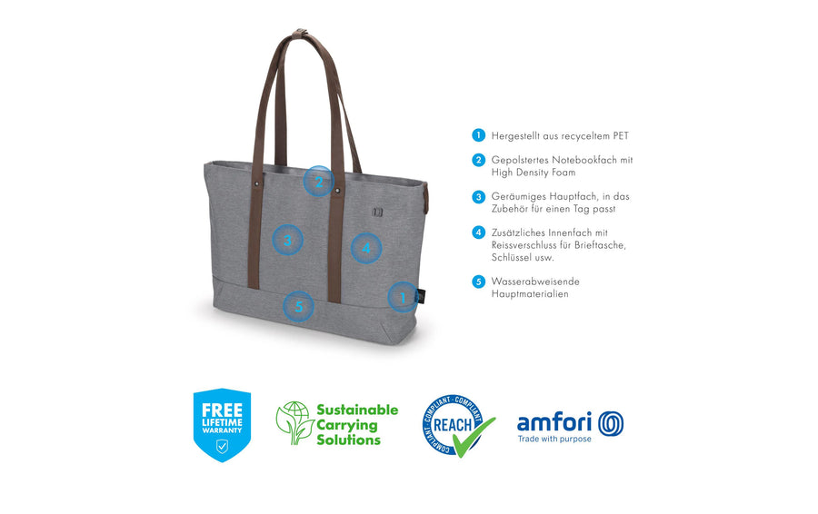 DICOTA Borsa per notebook Shopper Eco MOTION 14.1 " Grigio