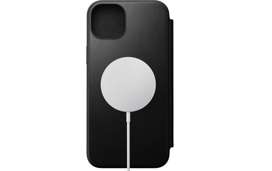 Nomad Book Cover Modern Leather Folio iPhone 15 Plus Nero