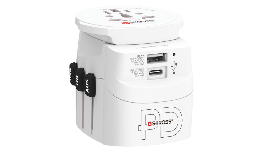 SKROSS Adattatore da viaggio Pro Light, 1 x USB-A e C AC30PD