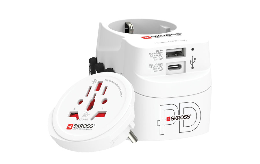 SKROSS Adattatore da viaggio Pro Light, 1 x USB-A e C AC30PD