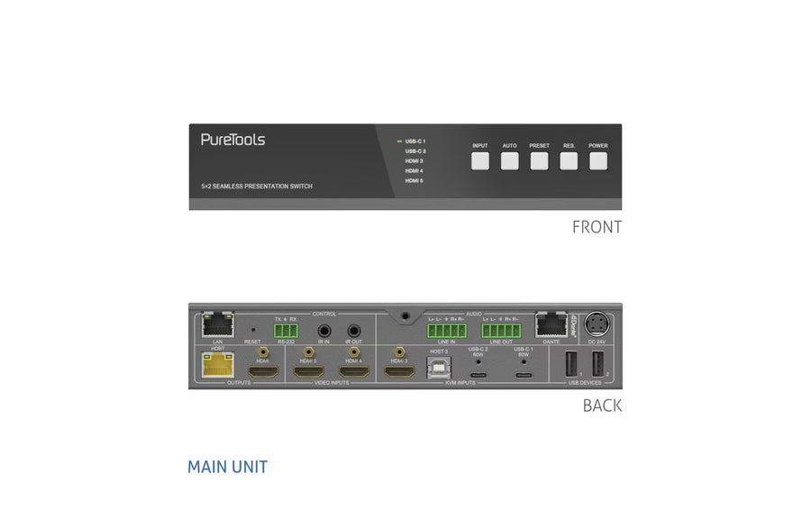 PureLink PureTools Switcher PT-PSW-52KVM 4K (60 Hz 4:4:4)