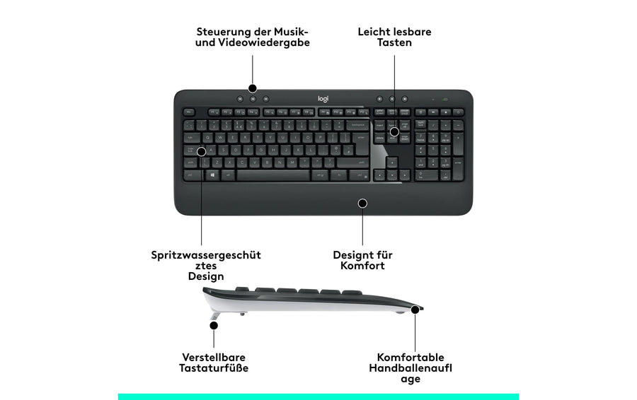 Logitech Tastatur-Maus-Set MK540 Advanced CH-Layout, für Windows