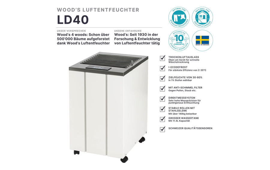 Wood's Deumidificatore LD40 (100 m²)
