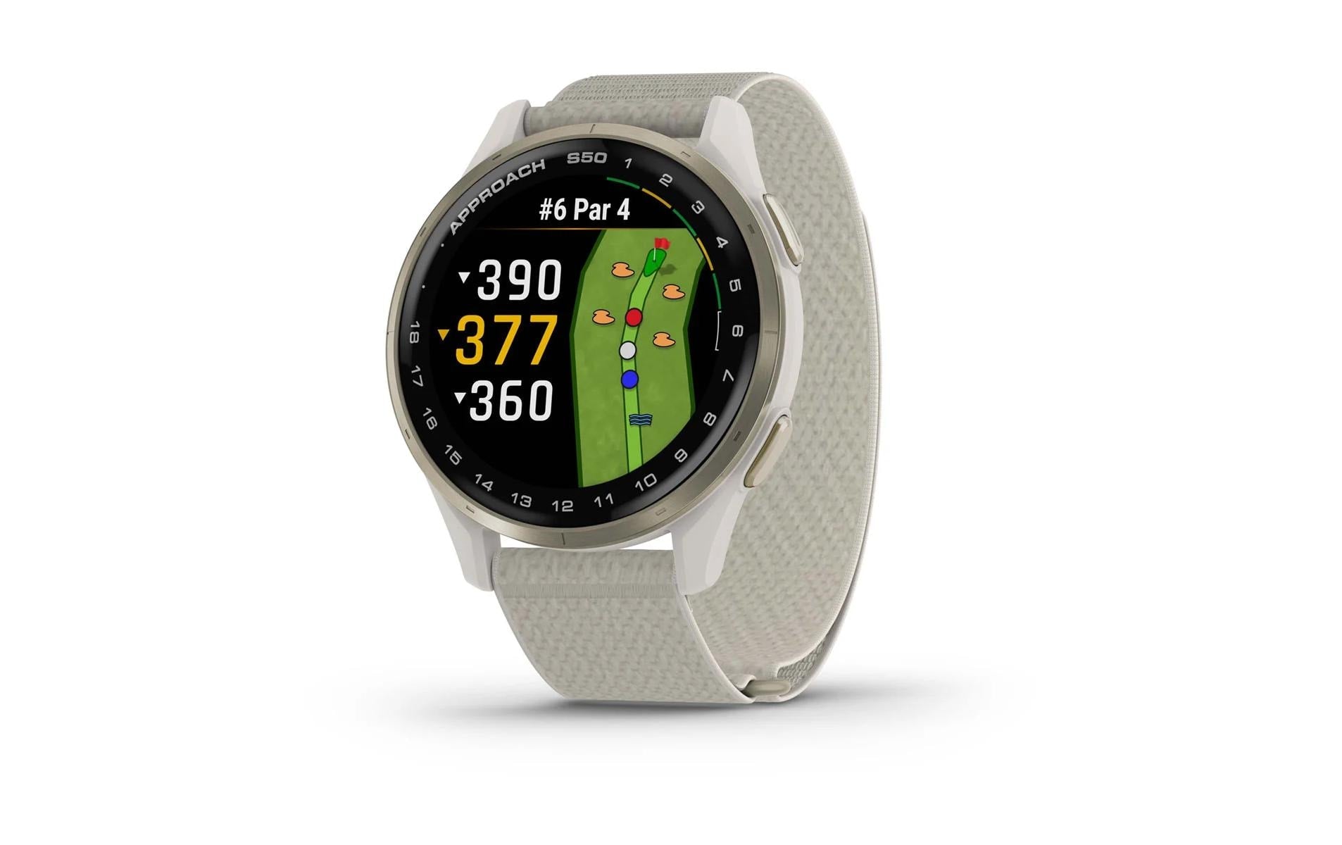 GARMIN Montre de sport GPS Approach S50 ivoire/crème or, bracelet 20 mm