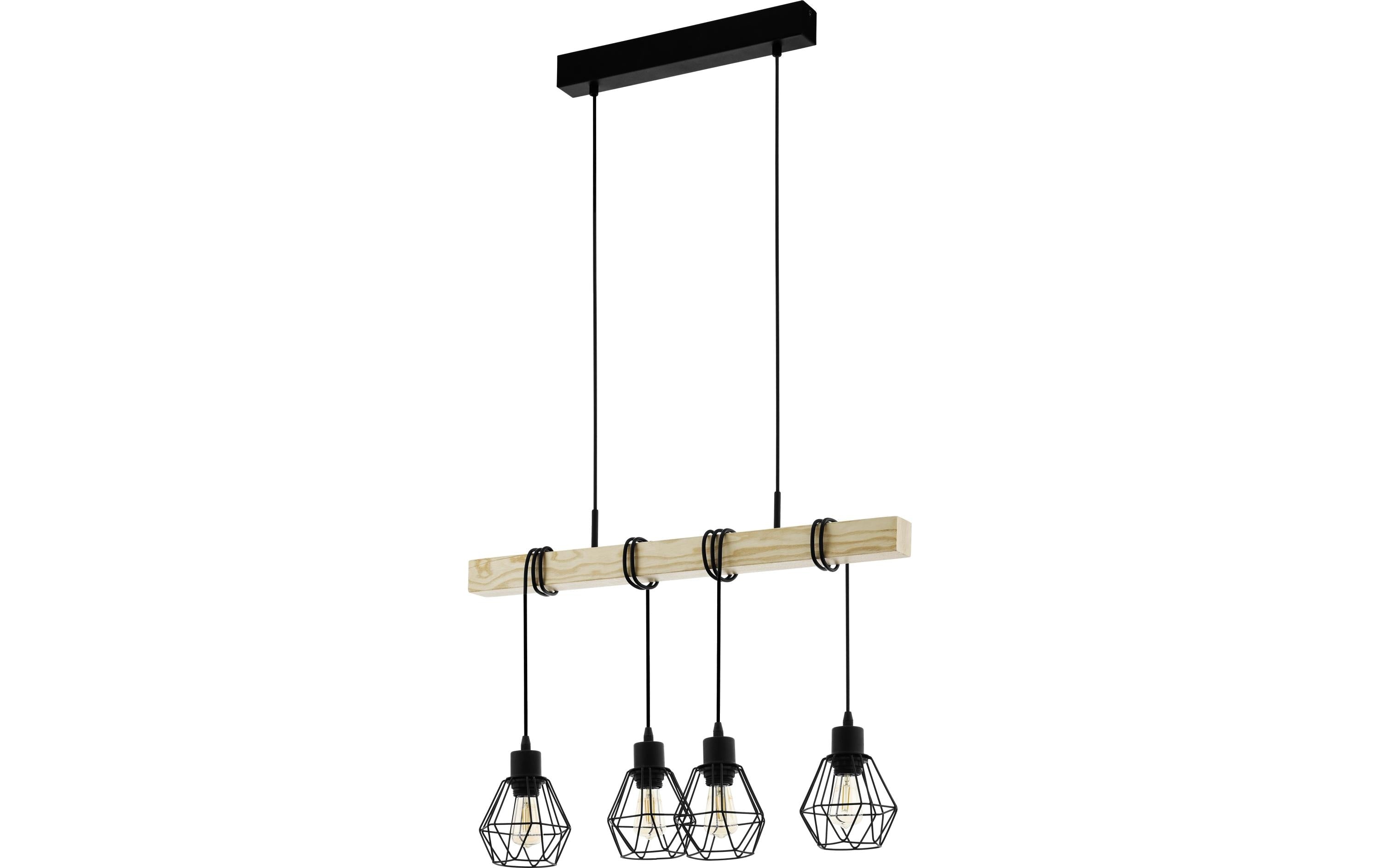 EGLO Leuchten Pendelleuchte TOWNSHEND 5 schwarz exkl. E27 4x60W