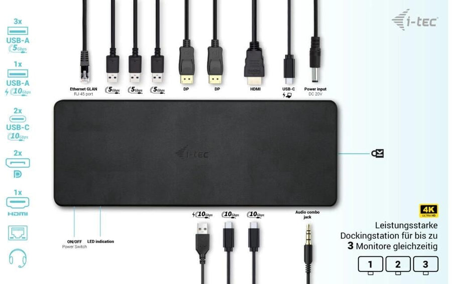 i-tec Dockingstation USB-C 3x 4K Gen 2 Pro + PD 100 W - Foto 5