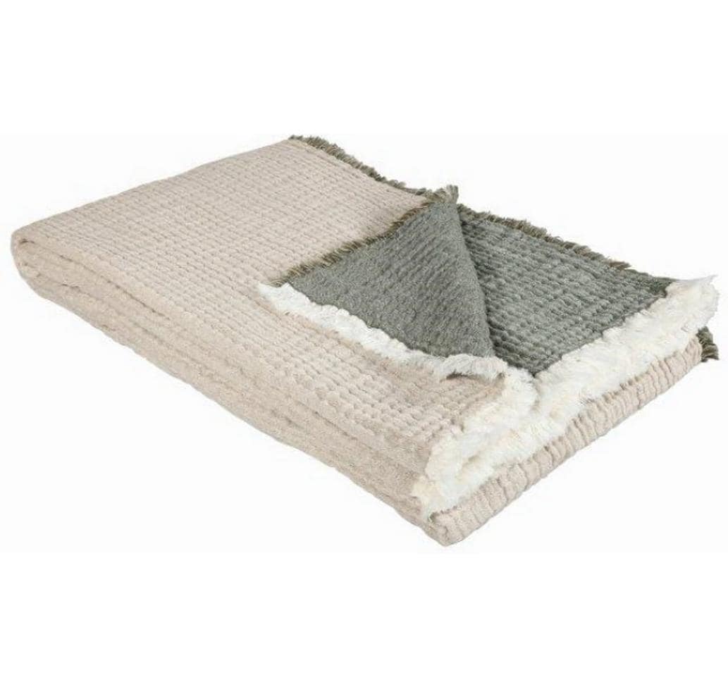 Eskimo Decke Nora 130 x 200 cm, Beige-Oliv