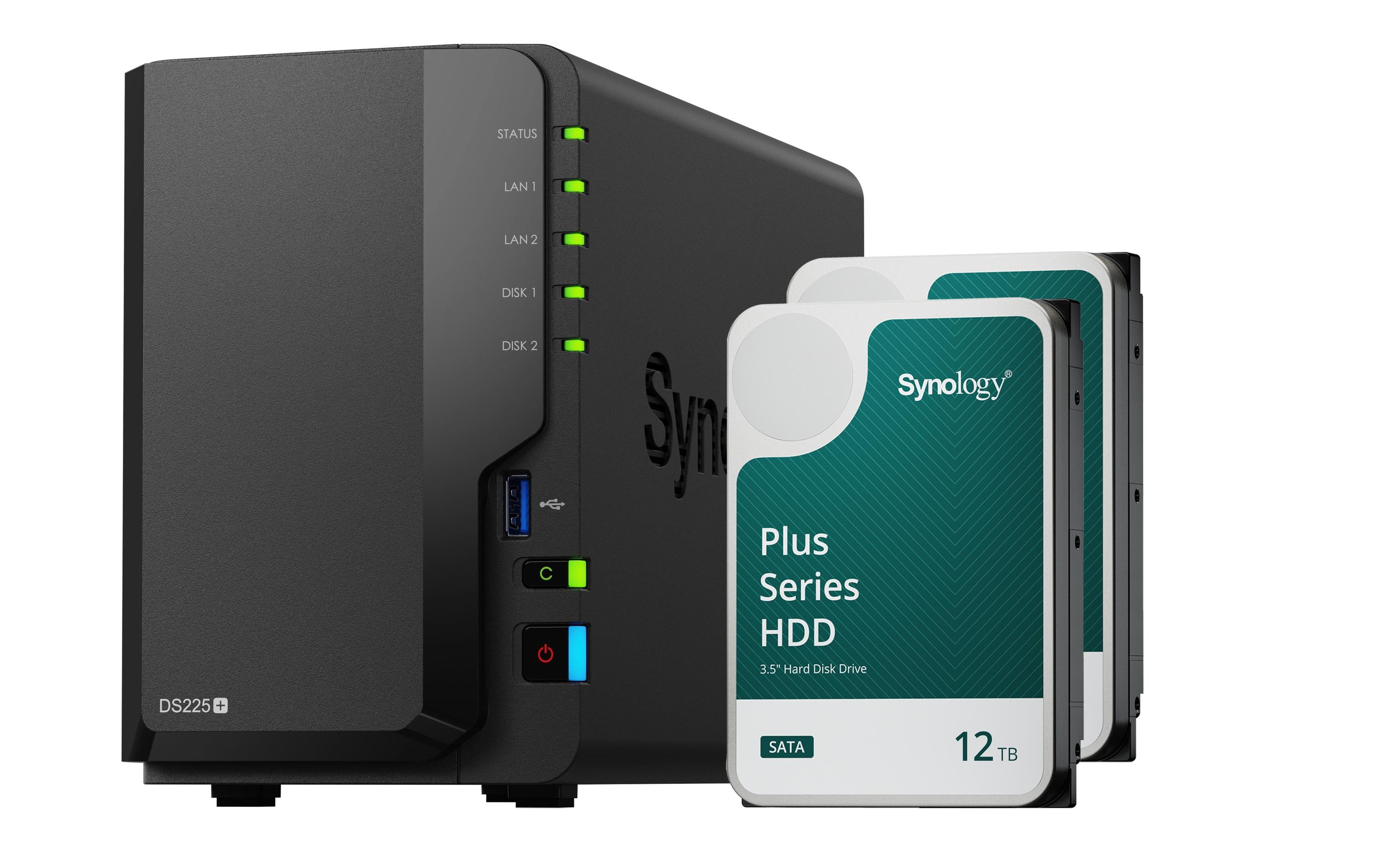 Synology NAS DiskStation DS225+ 2-bay 2x 12 TB HDD Synology Plus