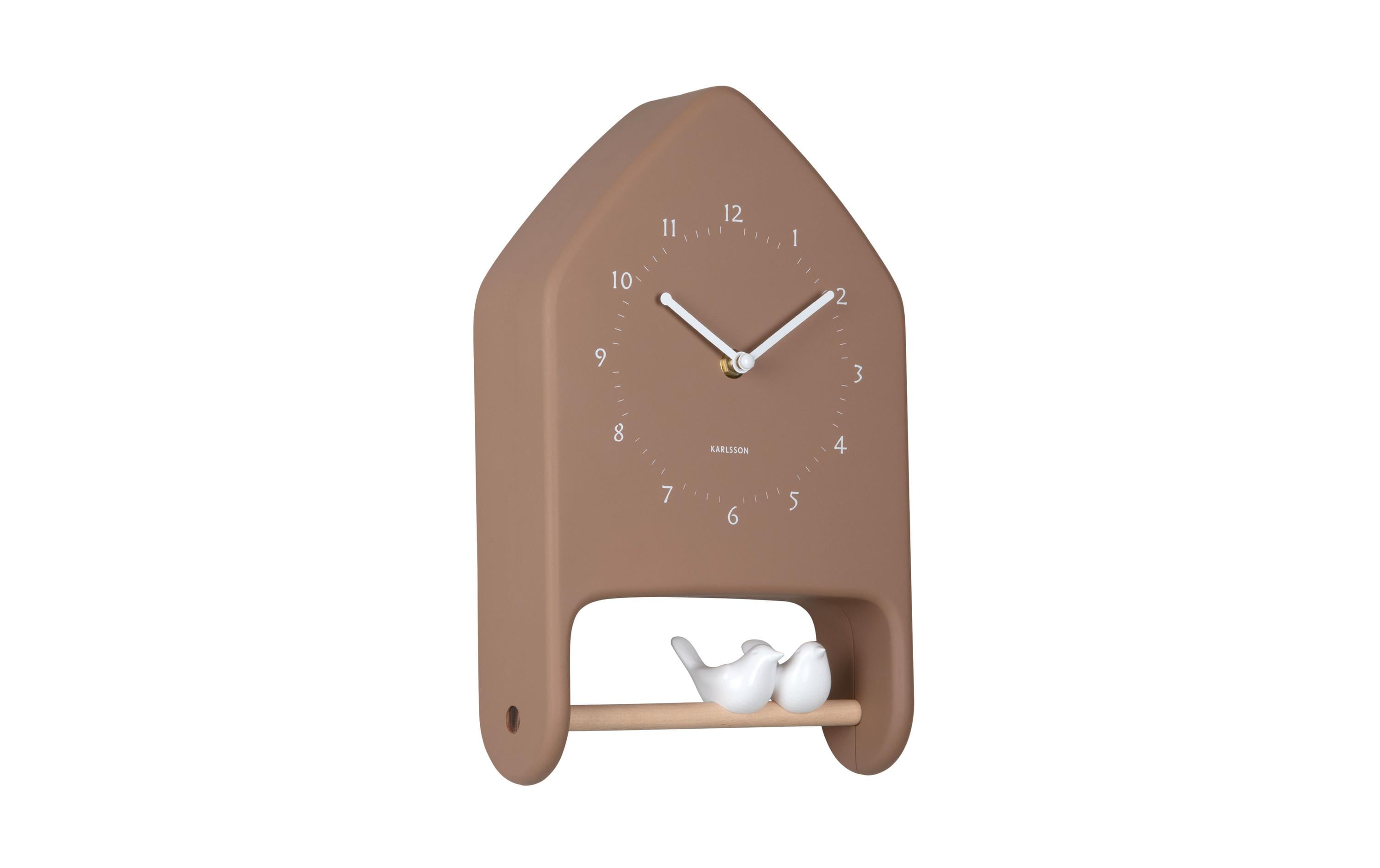 KARLSSON Wanduhr Love Birds 20 x 32 cm, Mokkabraun