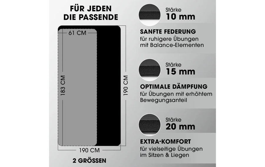 World Fitness Tappetino fitness Yamuna 183 cm x 61 cm, Nero
