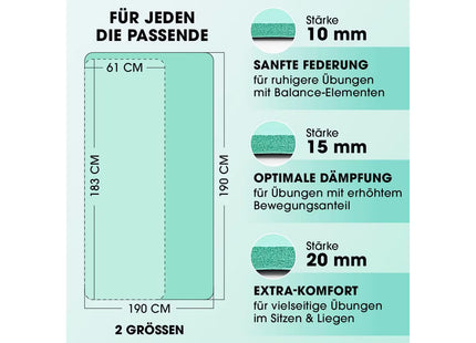 World Fitness Fitnessmatte Yamuna 183 cm x 61 cm, Türkis
