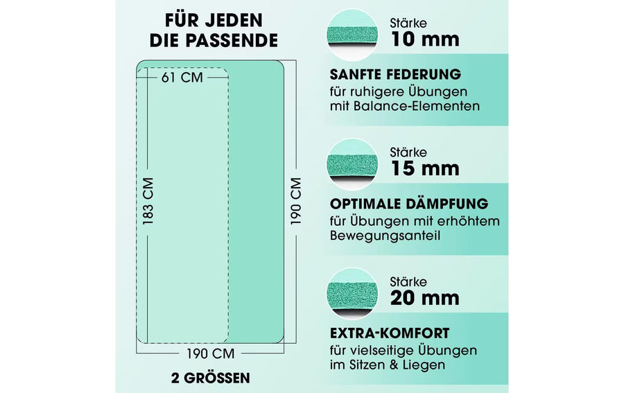 World Fitness Tappetino fitness Jivan 183 cm x 61 cm, Turchese