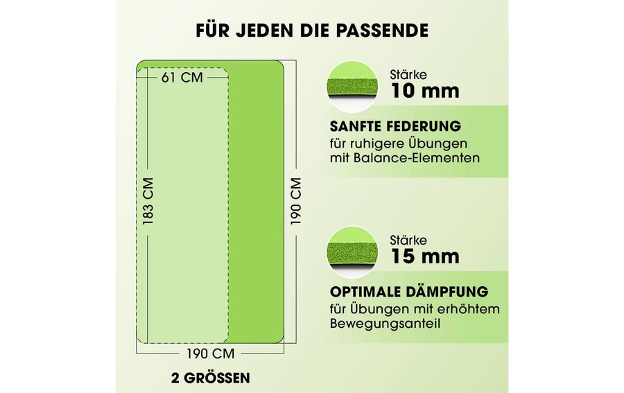 World Fitness Tappetino fitness Yamuna 183 cm x 61 cm, Verde