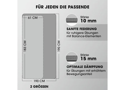 World Fitness Fitnessmatte Yamuna 183 cm x 61 cm, Grau