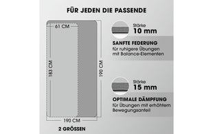 World Fitness Fitnessmatte Yamuna 183 cm x 61 cm, Grau