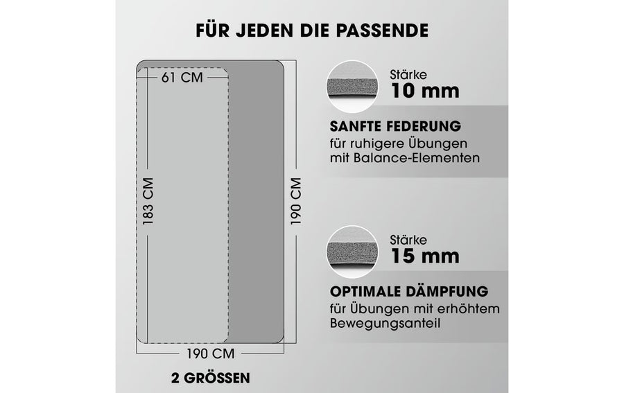 World Fitness Tappetino fitness Yamuna 183 cm x 61 cm, Grigio