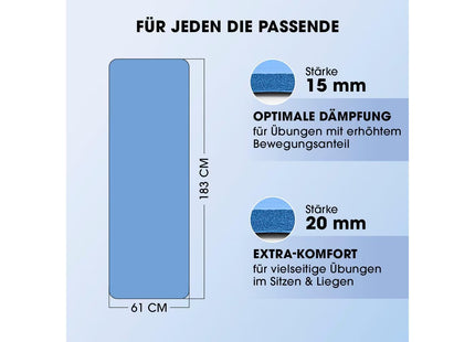 World Fitness Fitnessmatte Yamuna 183 cm x 61 cm, Blau
