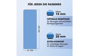 World Fitness Fitnessmatte Yamuna 183 cm x 61 cm, Blau