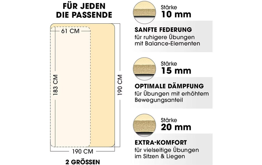 World Fitness Tappetino fitness Jivan 183 cm x 61 cm, Beige