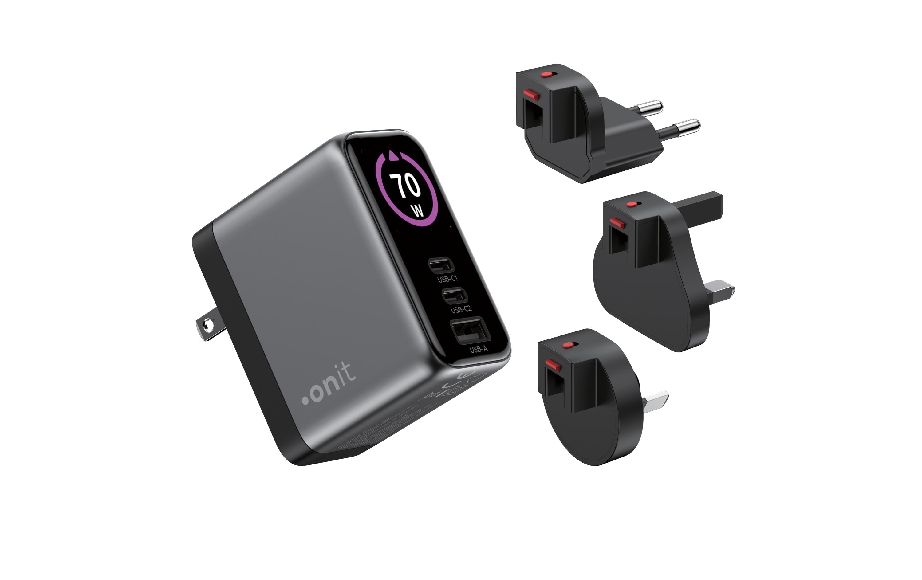 onit USB-Wandladegerät Travel 2C1A 70 W GaN
