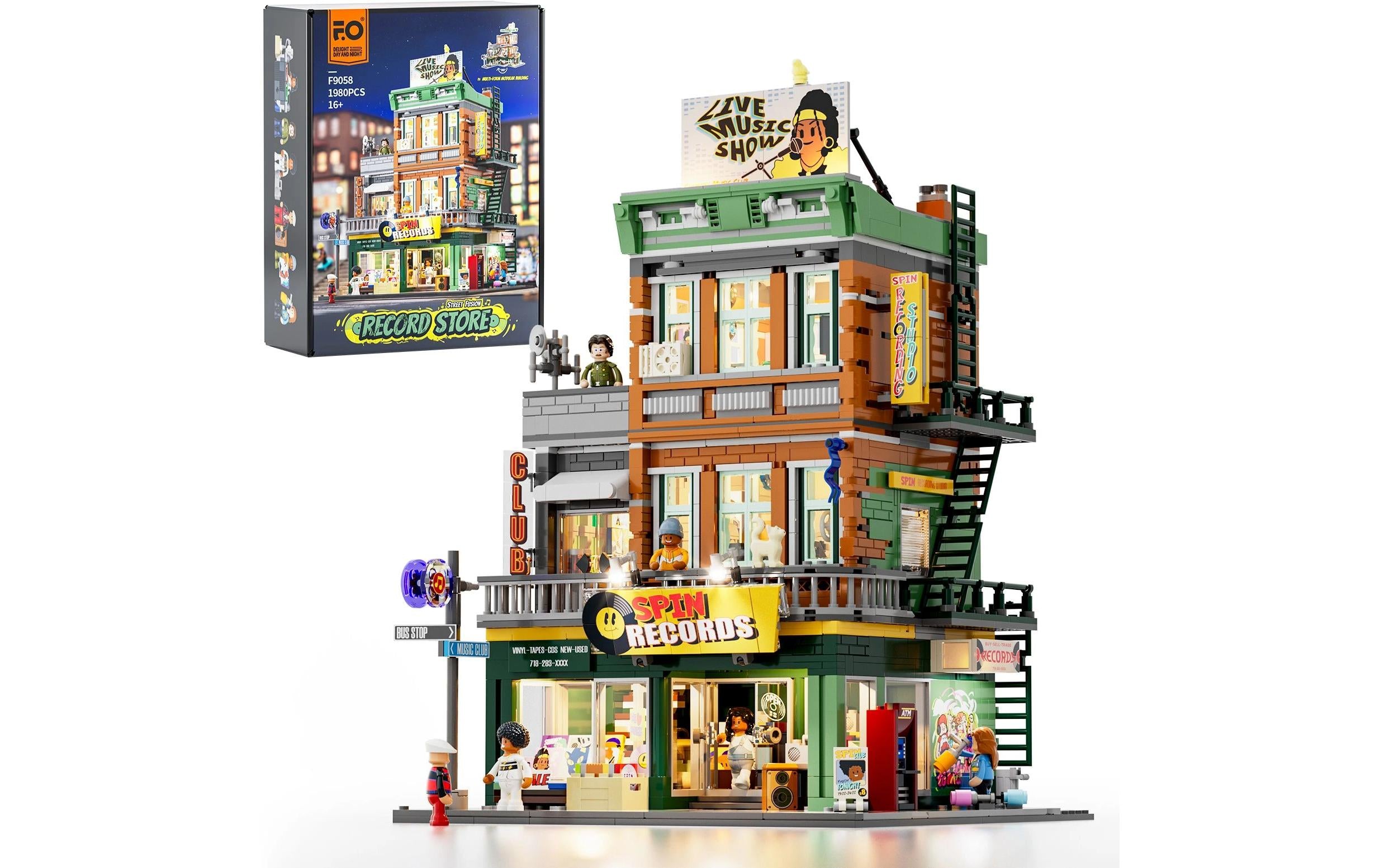 Lumibricks Plattenladen im Hip-Hop-Stil mit LED-Lichtern