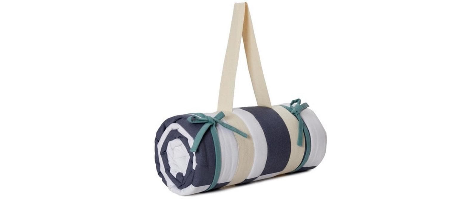 Urbanara picnic blanket Tamina 180 x 120 cm - blue-grey / natural white