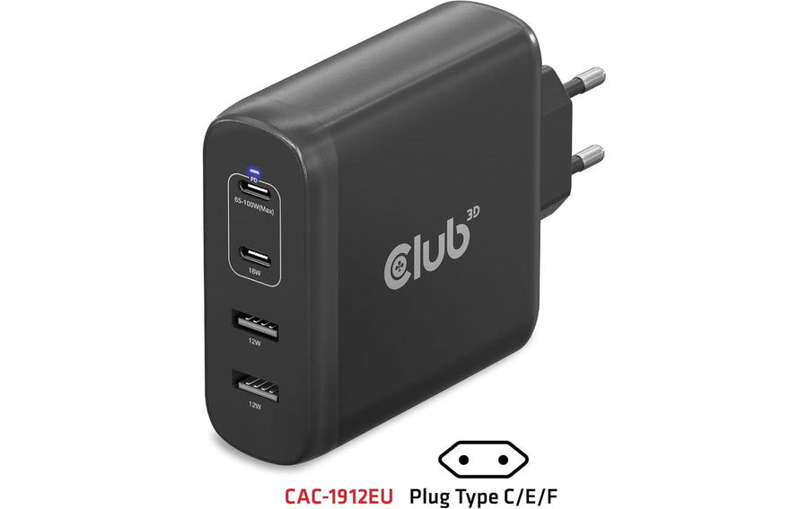 Club 3D USB-Wandladegerät 100 W GaN-Technologie