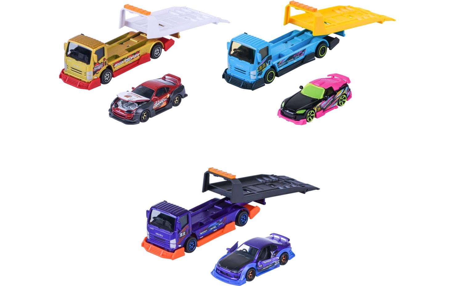 Majorette JDM Legends Tuning Transporter, 3-sort. mit Anhänger