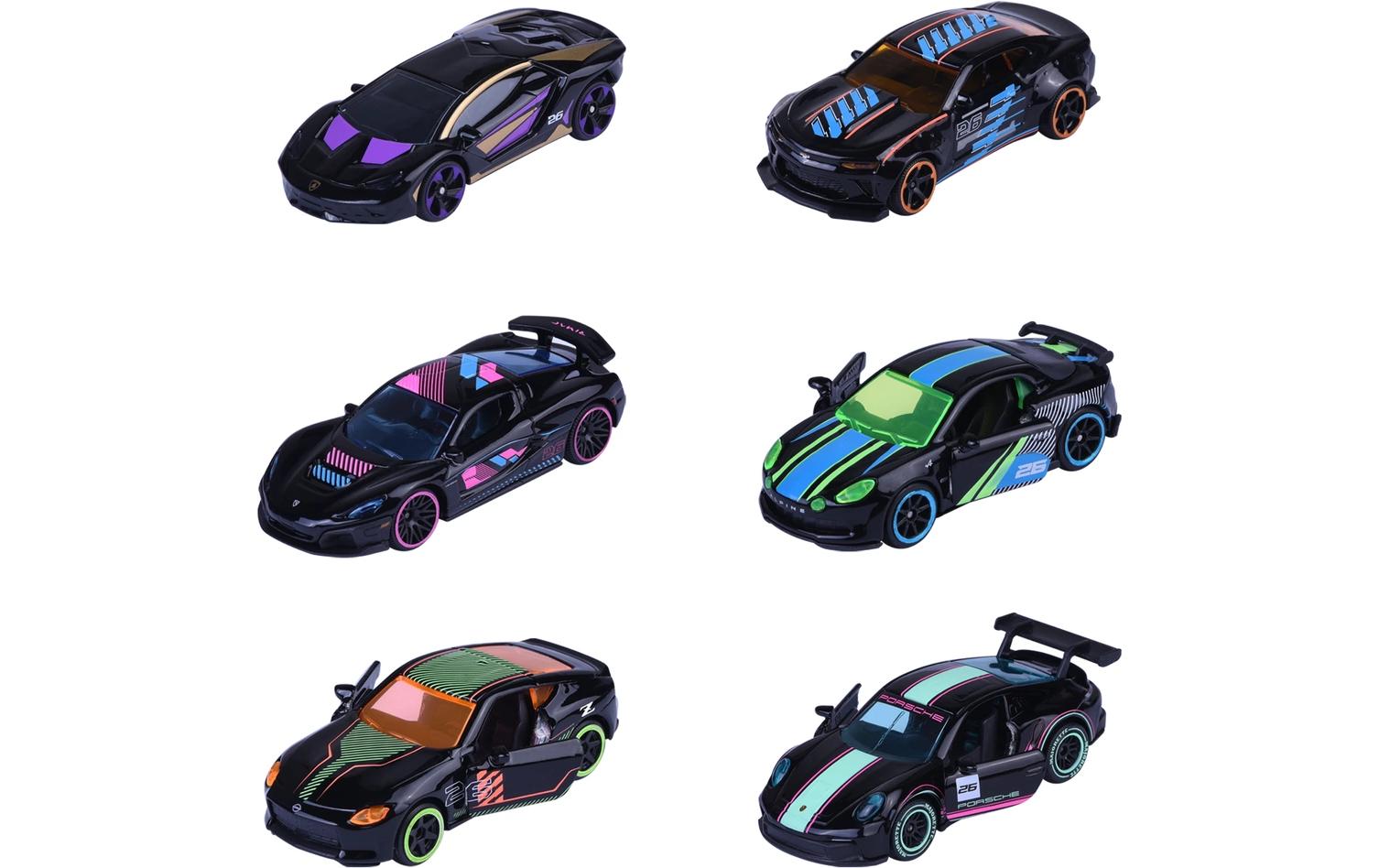Majorette Neon Racer Premium Cars, 6-sort. 6-teiliges Sortiment, 1:64