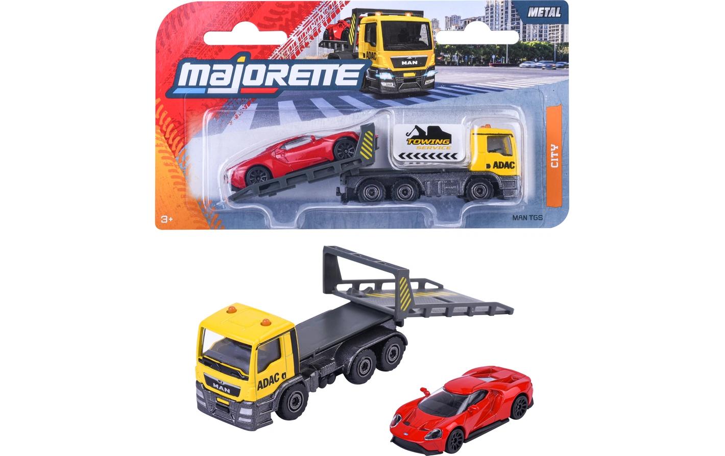 Majorette ADAC Tow Truck yellow w. Ford GT red Gelb Rot