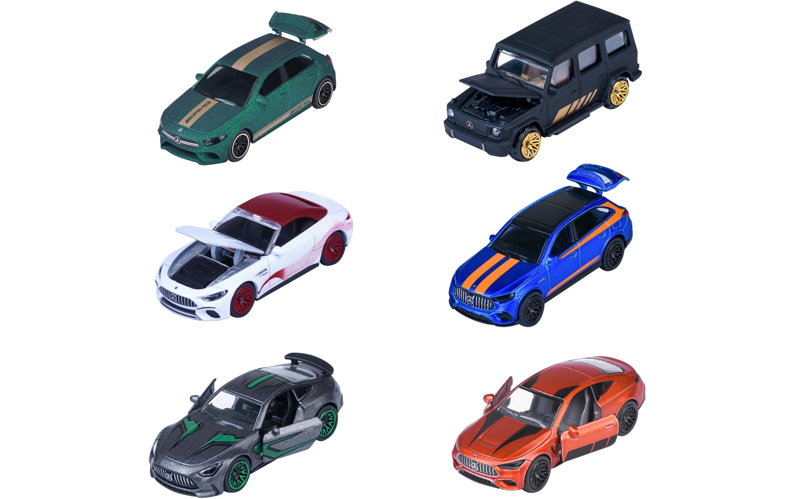 Majorette Mercedes-AMG Deluxe Cars, 6-sort. Metall 1:64 Gold Schwarz