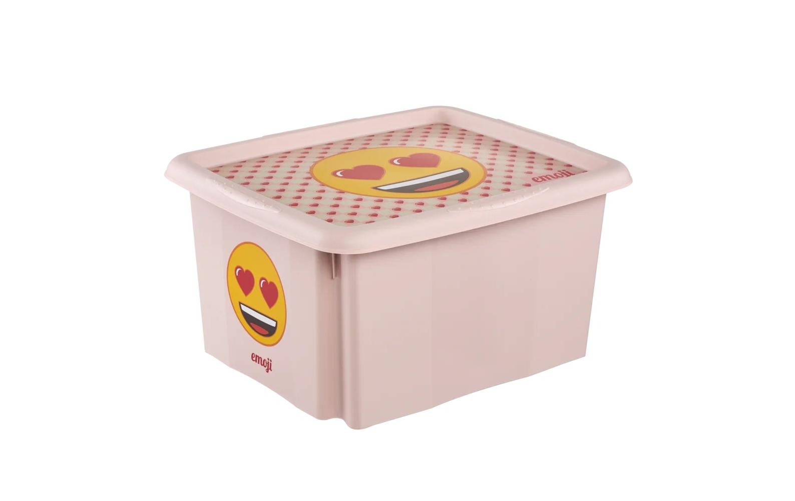 keeeper Karolina Aufbewahrungsbox Kunststoff 30 l Rosa Emoji Hearts