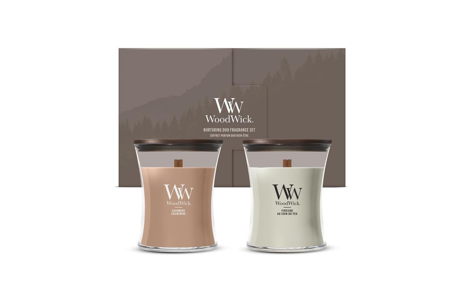 Woodwick Giftset 2 Medium Jar Glas, Sojawachsmischung, Schwarz