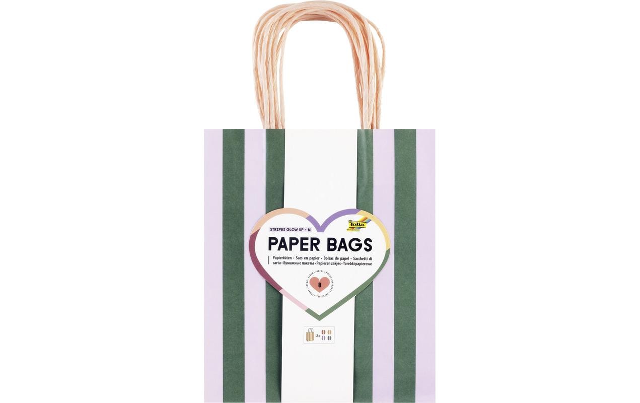 Folia Paper Bags M 8 Stück,18 x 8x21 cm, 4 Motive sortiert