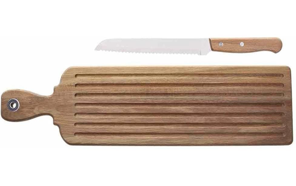 Tognana Brotschneidebrett mit Messer, 52 x 14 cm, Braun