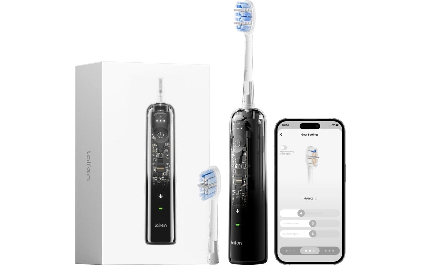 Laifen Elektrische Zahnbürste Wave Pro Transparent/Schwarz
