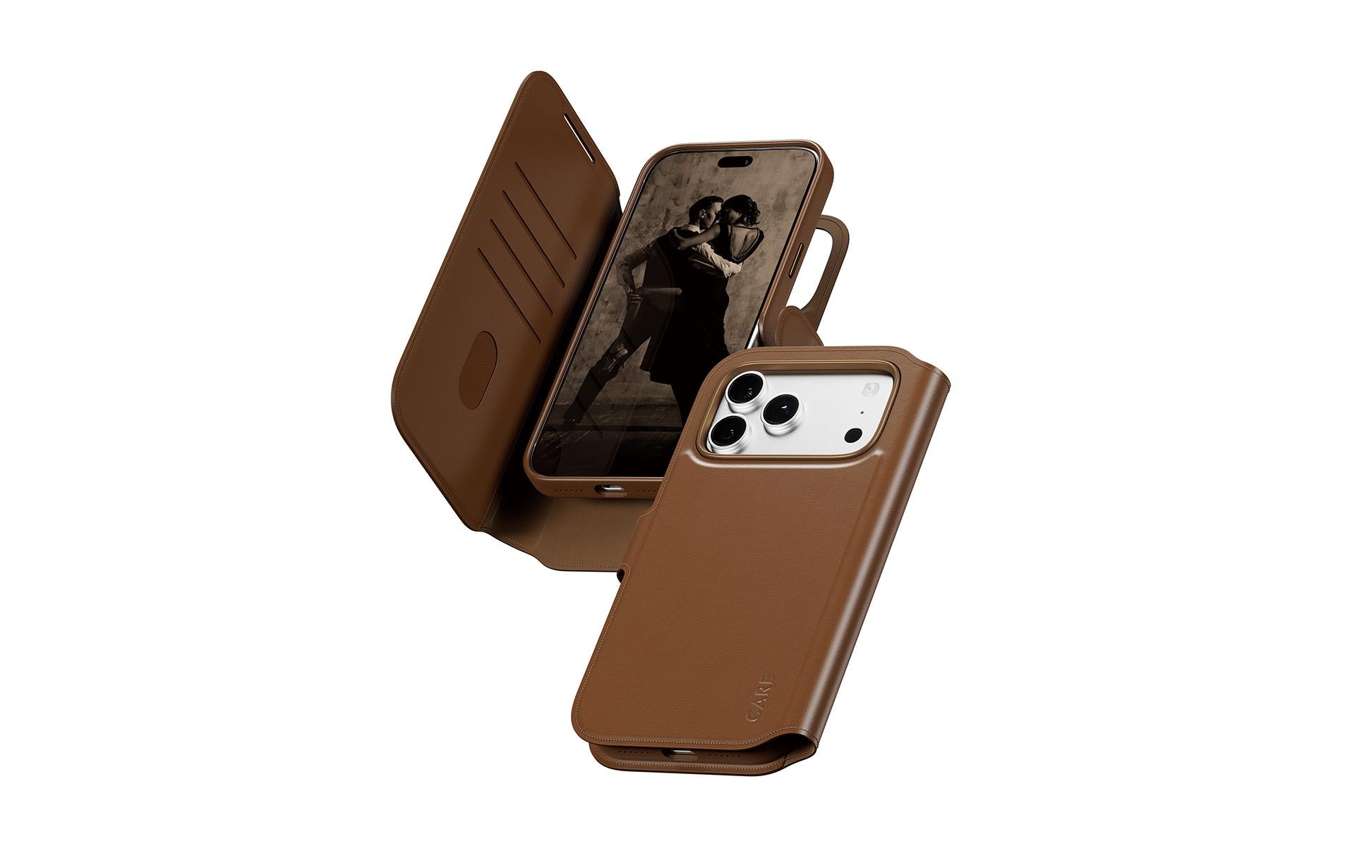 CARE Tango Pro Max Braun, 2-in-1, veganes Leder, MagSafe