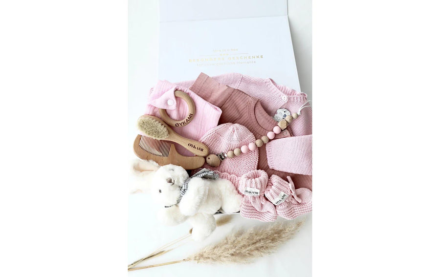 Oykami Baby Geschenkbox Rosa Verona Hase Weiss