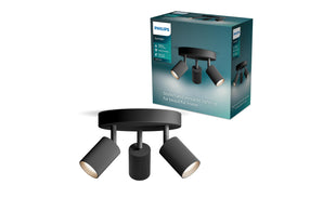 Philips Wyatt Aufbauspot 3x, rund ohne Leuchtmittel GU10, schwarz